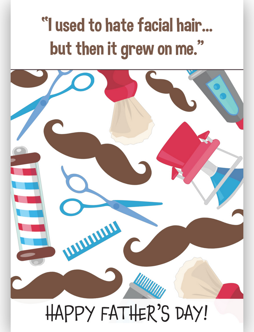 Facial Hair Dad Joke Mini Card - made by Miss Cookie Packaging