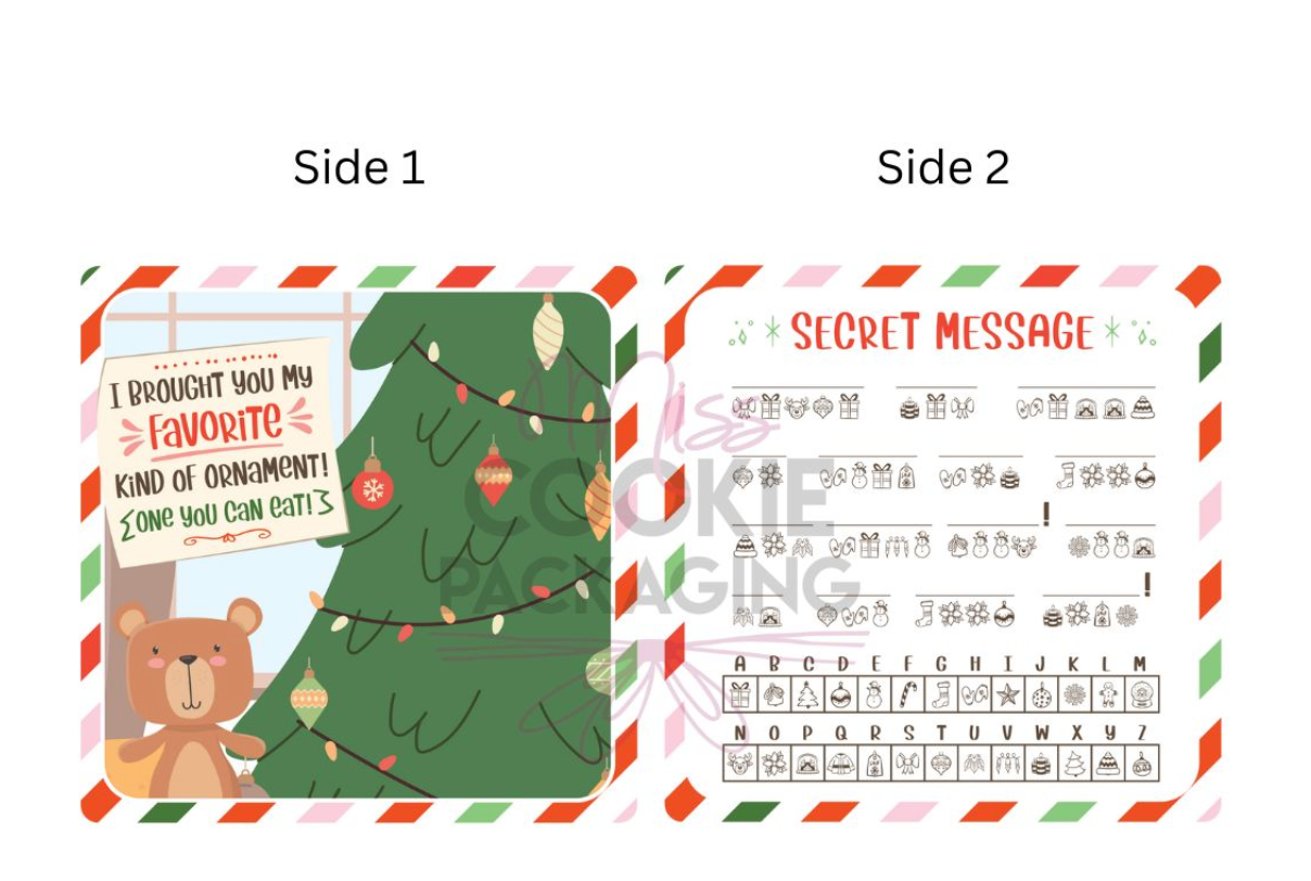 Greaseproof Backer – Elf Tree Ornament Card  - made by Miss Cookie Packaging 1 pezzo