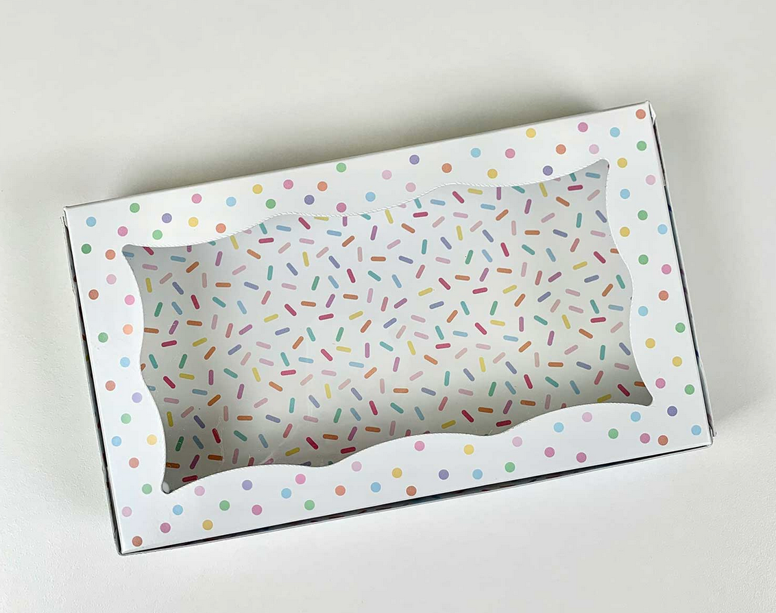 SMALL Bakery Box – Dots Sprinkles - made by Miss Cookie Packaging 1 pezzo